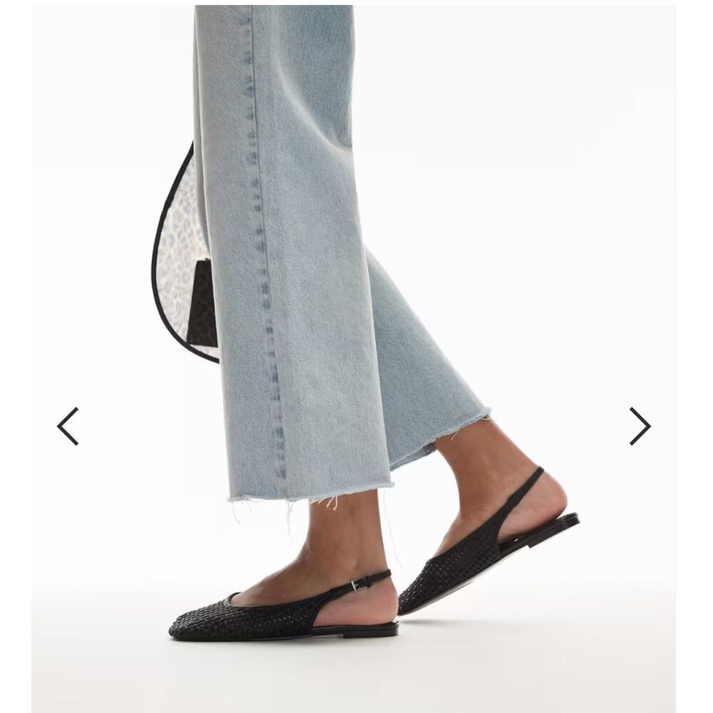 Mango Black Woven Slingback Flat Sandals